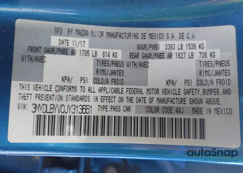 2018 Toyota Yaris Ia из США, поврежденный, VIN 3MYDLBYV0JY313661